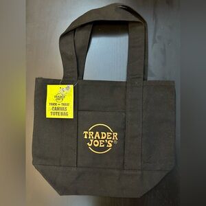 NWT. Trader Joe’s Black Mini Canvas Tote Bag